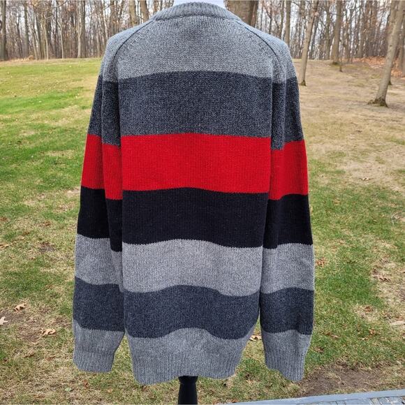 Cherokee Lambswool Blend Wide Charcoal Striped Sweater size XL - Picture 4 of 11